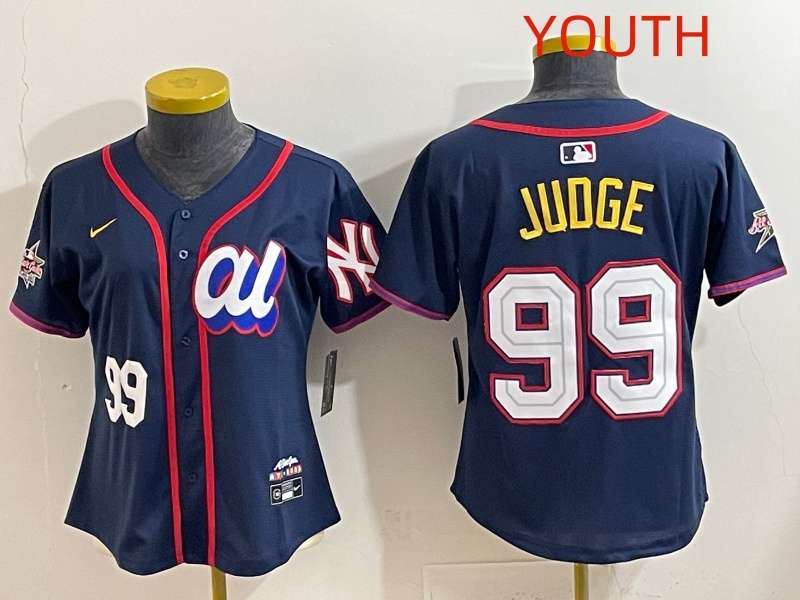 Youth 2025 New York Yankees #99 Judge dark Blue All star Nike MLB Jersey style 0017->youth mlb jersey->Youth Jersey